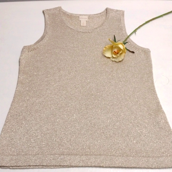 Chico's top women size 2(L) cream and gold color - Picture 1 of 8